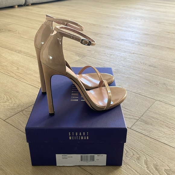 Stuart Weiztman Nudist sandal high heel size 7 sabbia aniline MINT! - Picture 5 of 7